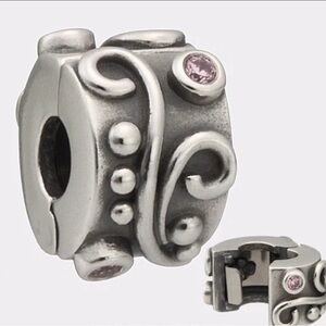Pandora Silver Tendril Clip with Pink CZ